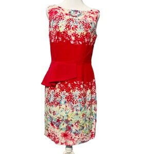 ANTONIO MELANI Sleeveless Dress 6 Lined Pink Blue Floral Back Zip‎ Split Spring